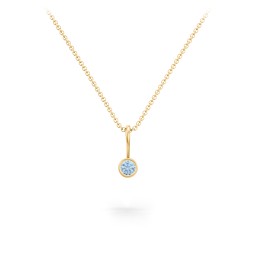 Bezel Set Birthstone Necklace in 18K Gold Plated Silver with Blue Topaz, Amethyst, Red Premium Zirconia, Fancy Pink Premium Zirconia, Citrine, and Peridot