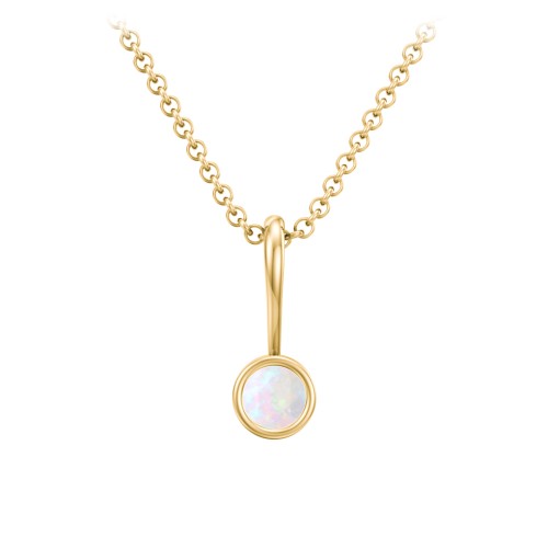 Bezel Set Birthstone Necklace – 18K Gold Plated Silver with Opal