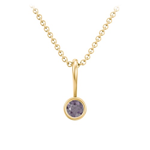 Bezel Set Birthstone Necklace – 18K Gold Plated Silver with Alexandrite