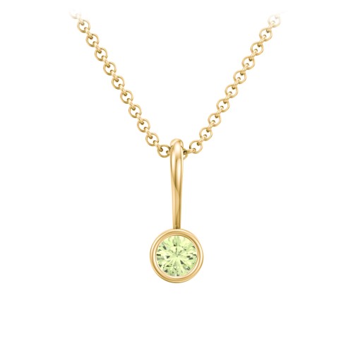 Bezel Set Birthstone Necklace – 18K Gold Plated Silver with Peridot