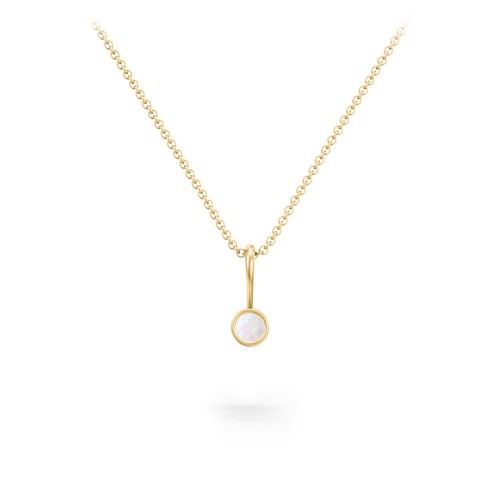 Bezel Set Birthstone Necklace – 18K Gold Plated Silver with Opal