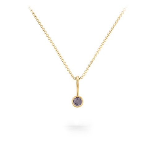Bezel Set Birthstone Necklace – 18K Gold Plated Silver with Alexandrite