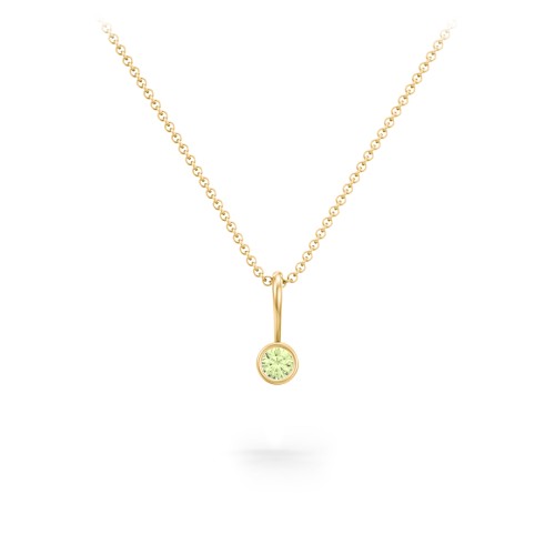 Bezel Set Birthstone Necklace – 18K Gold Plated Silver with Peridot