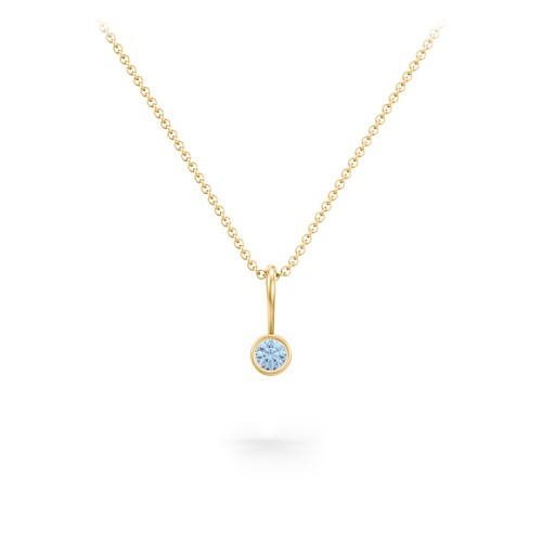 Bezel Set Birthstone Necklace – 18K Gold Plated Silver with Blue Topaz