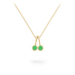 Multi Bezel Set Birthstone Necklace - 2 Stone in 18K Gold Plated Silver with Emerald, Red Premium Zirconia, Fancy Pink Premium Zirconia, Citrine, and Peridot