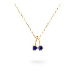 Multi Bezel Set Birthstone Necklace - 2 Stone in 18K Gold Plated Silver with Blue Sapphire, Red Premium Zirconia, Fancy Pink Premium Zirconia, Citrine, and Peridot