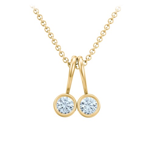 Multi Bezel Set Birthstone Necklace - 2 Stone – 18K Gold Plated Silver with Aquamarine