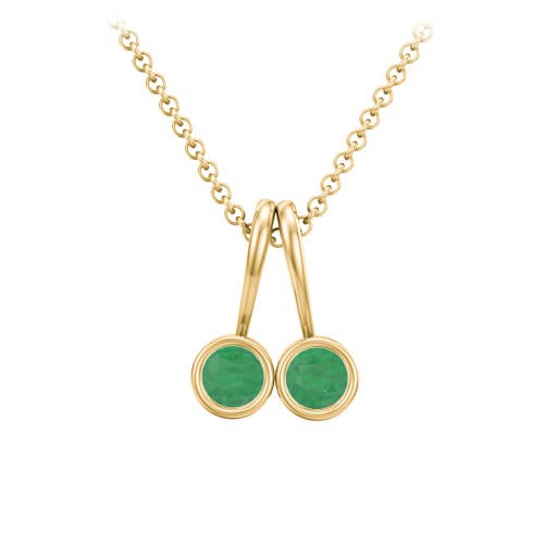 Multi Bezel Set Birthstone Necklace - 2 Stone – 18K Gold Plated Silver with Emerald