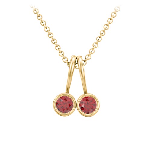 Multi Bezel Set Birthstone Necklace - 2 Stone – 18K Gold Plated Silver with Garnet