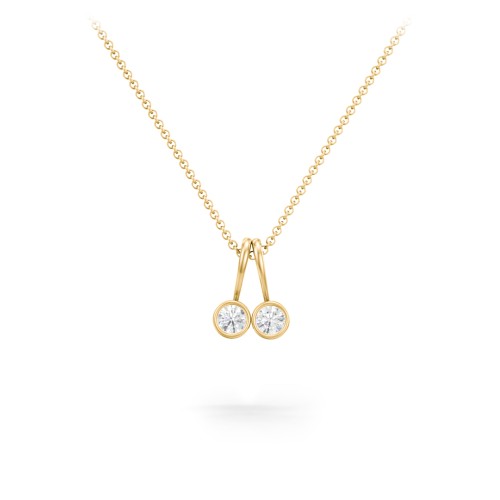Multi Bezel Set Birthstone Necklace - 2 Stone – 18K Gold Plated Silver with Diamond