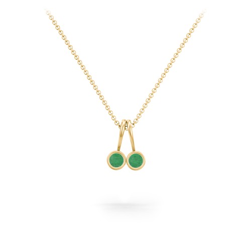 Multi Bezel Set Birthstone Necklace - 2 Stone – 18K Gold Plated Silver with Emerald