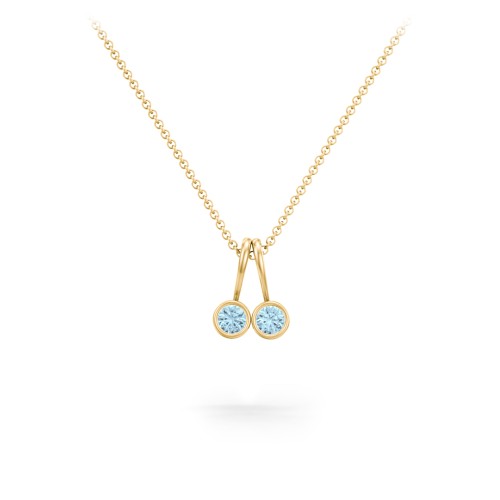 Multi Bezel Set Birthstone Necklace - 2 Stone – 18K Gold Plated Silver with Blue Topaz