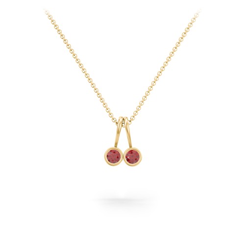 Multi Bezel Set Birthstone Necklace - 2 Stone – 18K Gold Plated Silver with Garnet