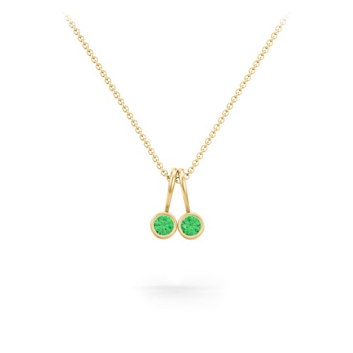 Multi Bezel Set Birthstone Necklace - 2 Stone – 18K Gold Plated Silver with Emerald