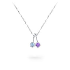 Multi Bezel Set Birthstone Necklace - 2 Stone – Sterling Silver with Blue Topaz and Amethyst