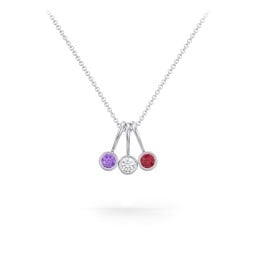Multi Bezel Set Birthstone Necklace - 3 Stone