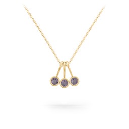 Multi Bezel Set Birthstone Necklace - 3 Stone in 18K Gold Plated Silver with Alexandrite, Fancy Pink Premium Zirconia, Citrine, and Peridot