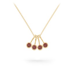 Multi Bezel Set Birthstone Necklace - 4 Stone in 18K Gold Plated Silver with Garnet, Citrine, and Peridot