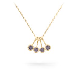 Multi Bezel Set Birthstone Necklace - 4 Stone in 18K Gold Plated Silver with Alexandrite, Citrine, and Peridot