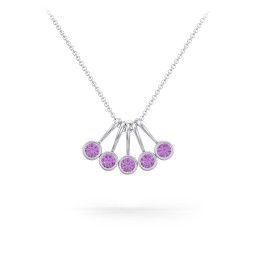 Multi Bezel Set Birthstone Necklace - 5 Stone