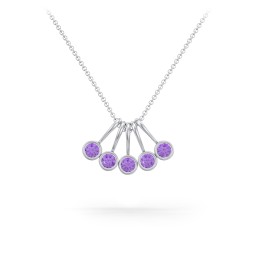 Multi Bezel Set Birthstone Necklace - 5 Stone