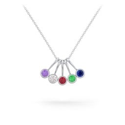 Multi Bezel Set Birthstone Necklace - 5 Stone