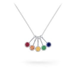 Multi Bezel Set Birthstone Necklace - 5 Stone