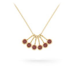 Multi Bezel Set Birthstone Necklace - 6 Stone in 18K Gold Plated Silver with Garnet