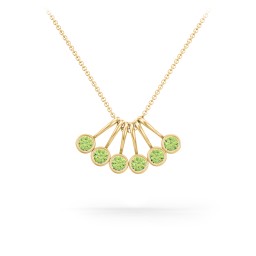 Multi Bezel Set Birthstone Necklace - 6 Stone in 18K Gold Plated Silver with Peridot