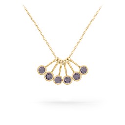 Multi Bezel Set Birthstone Necklace - 6 Stone in 18K Gold Plated Silver with Alexandrite