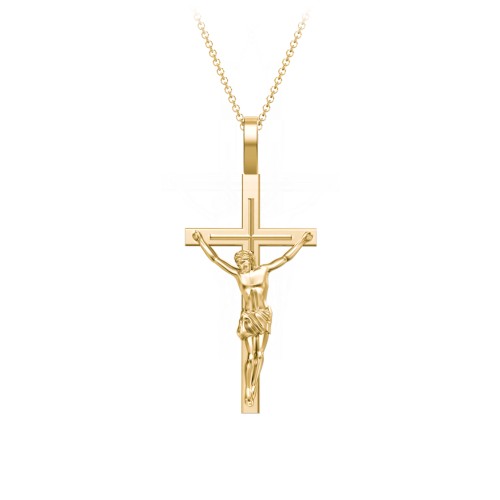 Women's Crucifix Necklace – 18K Gold Plated Silver