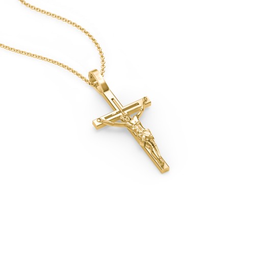 Women's Small Crucifix Necklace – 18K Gold Plated Silver