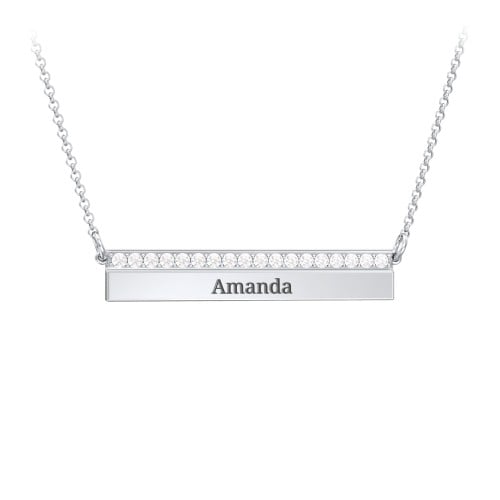 Engravable Horizontal Bar Necklace With Accents