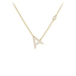Pavé A Initial Necklace with Satellite Gemstone