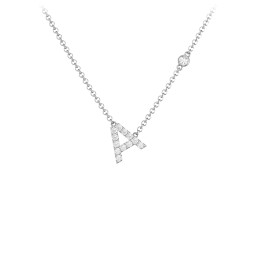 Pavé A Initial Necklace with Satellite Gemstone in 925 Sterling Silver with White Premium Zirconia and Cubic Zirconia