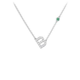 Pavé B Initial Necklace with Satellite Gemstone