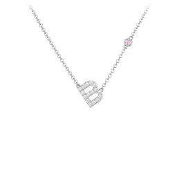 Pavé B Initial Necklace with Satellite Gemstone