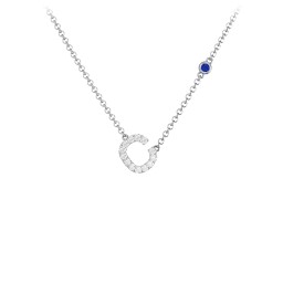 Pavé C Initial Necklace with Satellite Gemstone