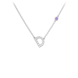 Pavé D Initial Necklace with Satellite Gemstone