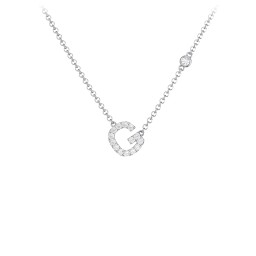 Pavé G Initial Necklace with Satellite Gemstone