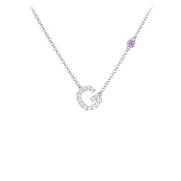 Pavé G Initial Necklace with Satellite Gemstone