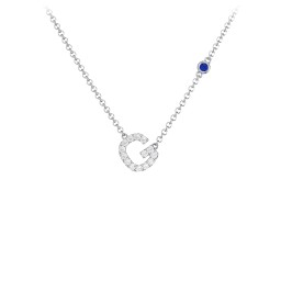Pavé G Initial Necklace with Satellite Gemstone