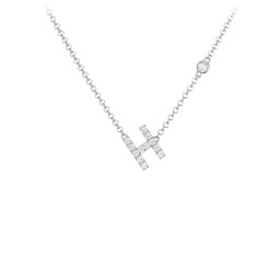 Pavé H Initial Necklace with Satellite Gemstone