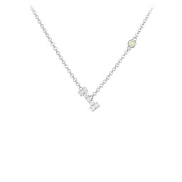 Pavé I Initial Necklace with Satellite Gemstone in 925 Sterling Silver with White Premium Zirconia and Peridot