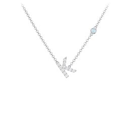 Pavé K Initial Necklace with Satellite Gemstone