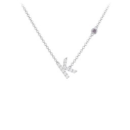 Pavé K Initial Necklace with Satellite Gemstone
