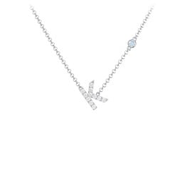 Pavé K Initial Necklace with Satellite Gemstone