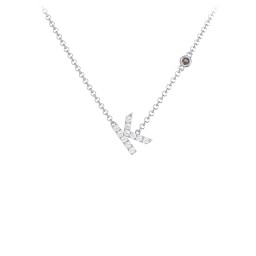 Pavé K Initial Necklace with Satellite Gemstone in 925 Sterling Silver with White Premium Zirconia and Smokey Quartz