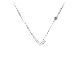Pavé L Initial Necklace with Satellite Gemstone in 925 Sterling Silver with White Premium Zirconia and Smokey Quartz