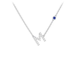 Pavé M Initial Necklace with Satellite Gemstone